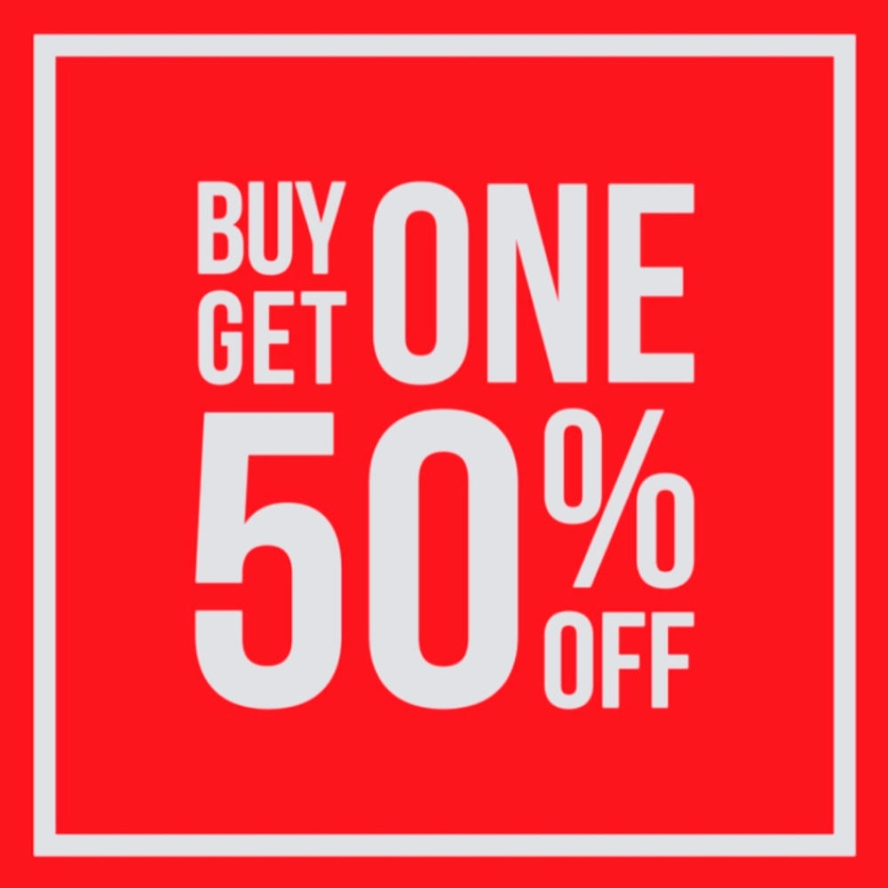 Buy one get one 50% off